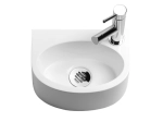 Lave-mains pour WC, suspendu semi-arrondi, parfait pour les espaces restreints, Largeur 27,5 cm, Profondeur 19,5 cm, Hauteur 12 cm, résine minéral, Livraison 5-7 jours OFFERTE.